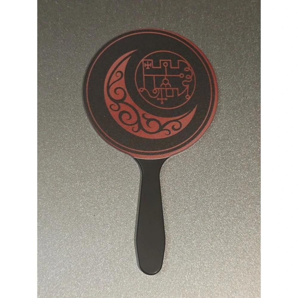 Stolas Grimiore Crescent Moon Symbol Helluva Boss Mini Mirror Black Red Handmade